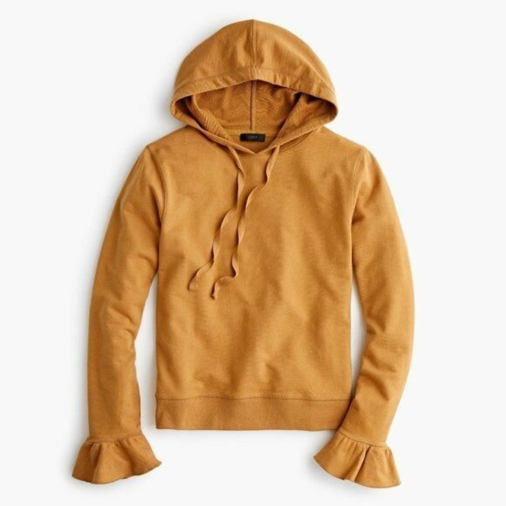 J.Crew Sweatshirt Brown Hoodie Flare Cuff Long Sleeve Pullover